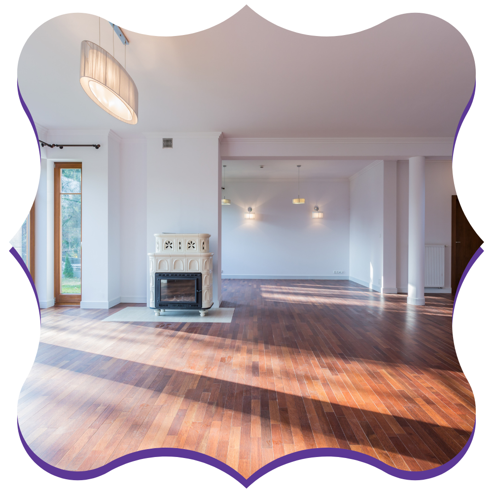 Spotless apartment living room ready for move-in after post-construction cleaning service