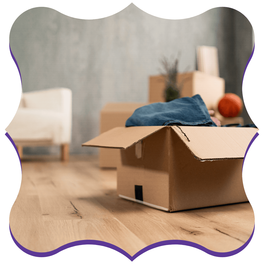 Empty apartment with a packed box, ready for move-out cleaning service in Salt Lake City