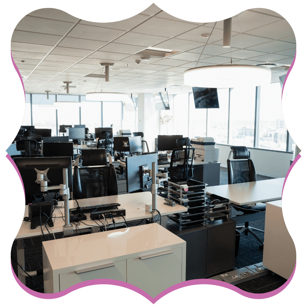 Sanitized office kitchen and break room cleaned by a commercial service