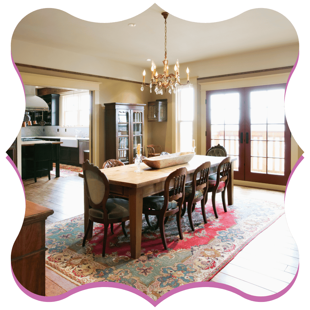 Spotless dining room and table after a professional house cleaning service